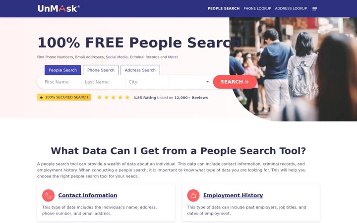 Screenshot of unmask.com