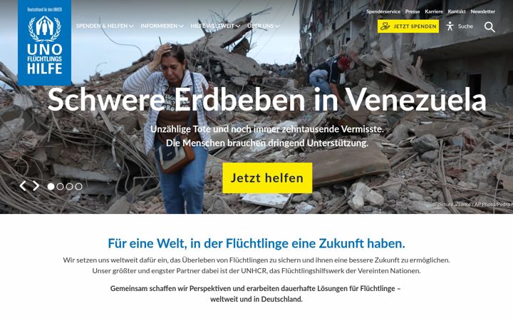 Screenshot of uno-fluechtlingshilfe.de