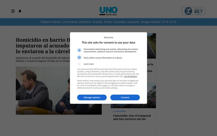 Screenshot di unoentrerios.com.ar