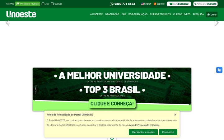 Screenshot of unoeste.br