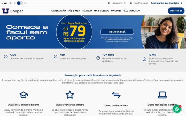 Screenshot of unopar.com.br