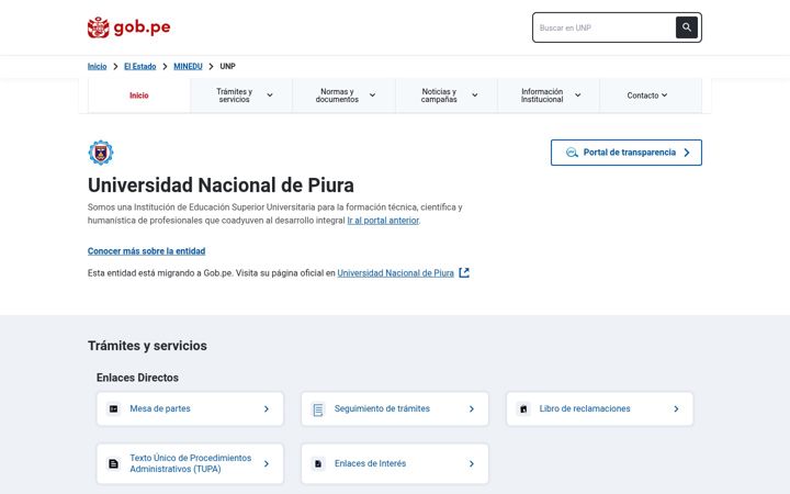 Screenshot of unp.edu.pe
