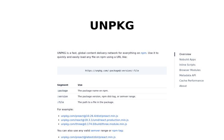 Screenshot of unpkg.co