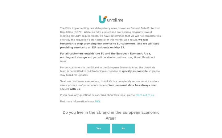 Screenshot of unroll.me
