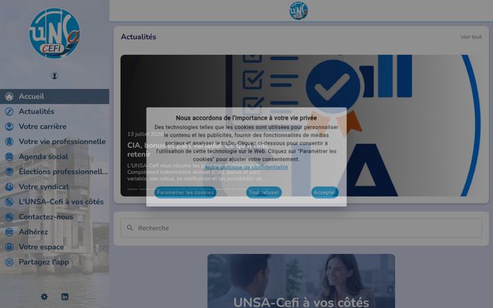 Skjermbilde av unsa-cefi.org