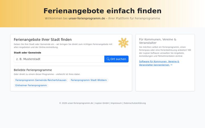 Screenshot of unser-ferienprogramm.de