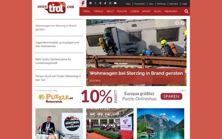 Screenshot of unsertirol24.com
