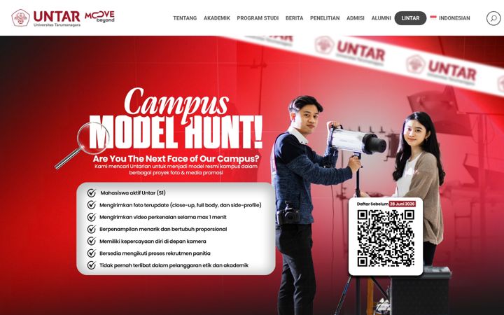 Screenshot von untar.ac.id