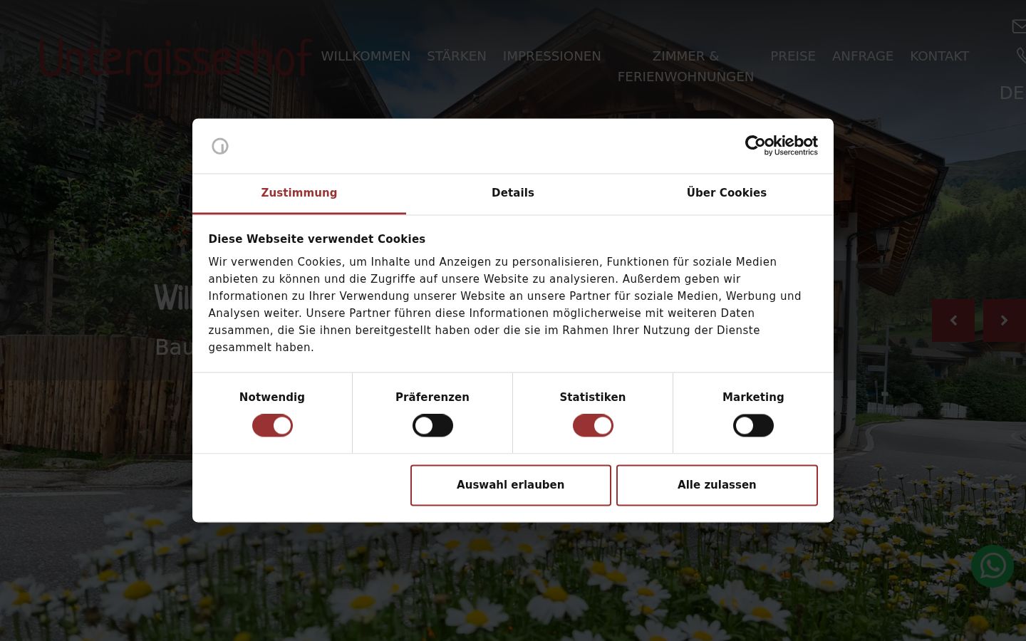 Screenshot del banner di consenso mostrato prima di qualsiasi interazione