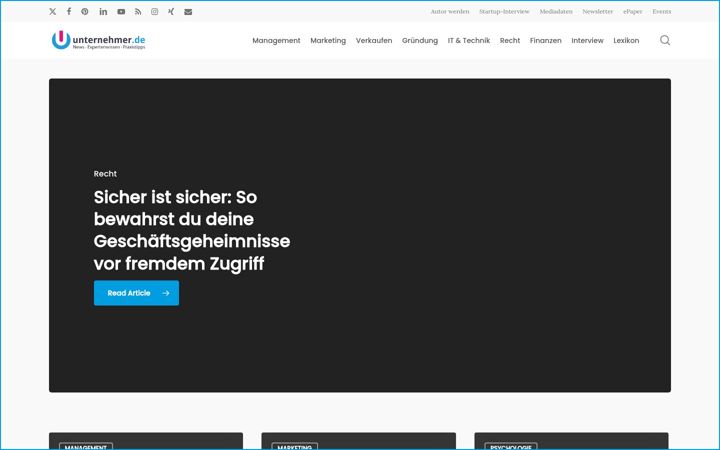 Screenshot of unternehmer.de