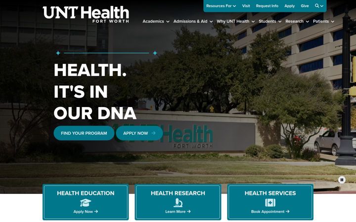 Screenshot of unthealth.edu