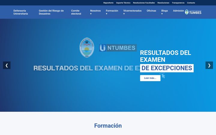 Screenshot of untumbes.edu.pe
