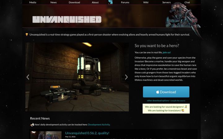 Screenshot of unvanquished.net