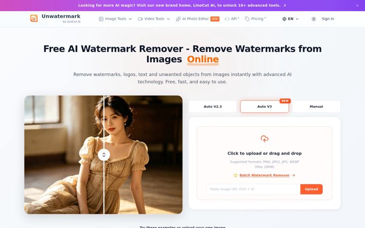 Screenshot of unwatermark.ai