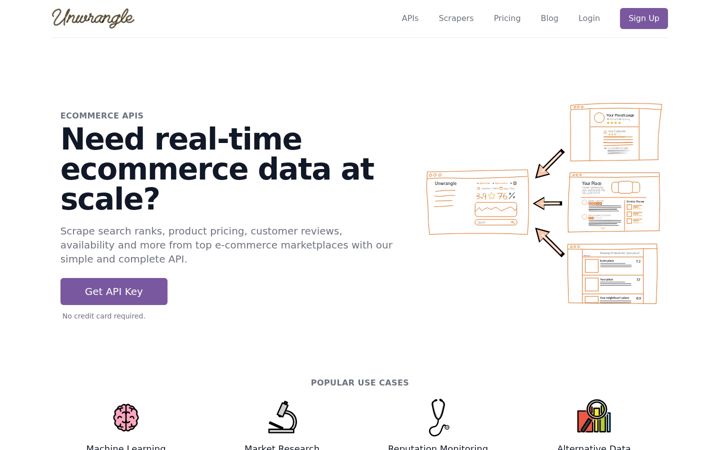 Screenshot of unwrangle.com
