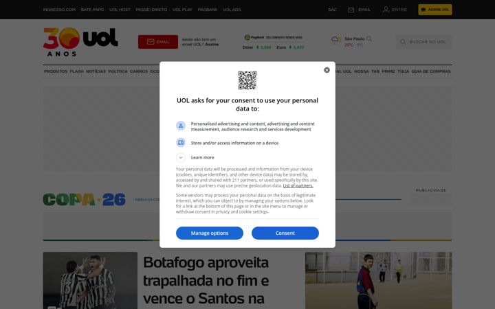 Screenshot stránky uol.com