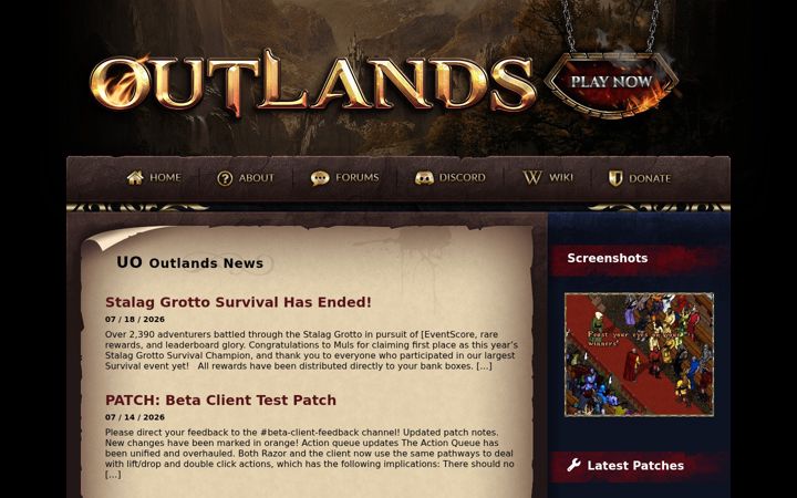 Screenshot of uooutlands.com