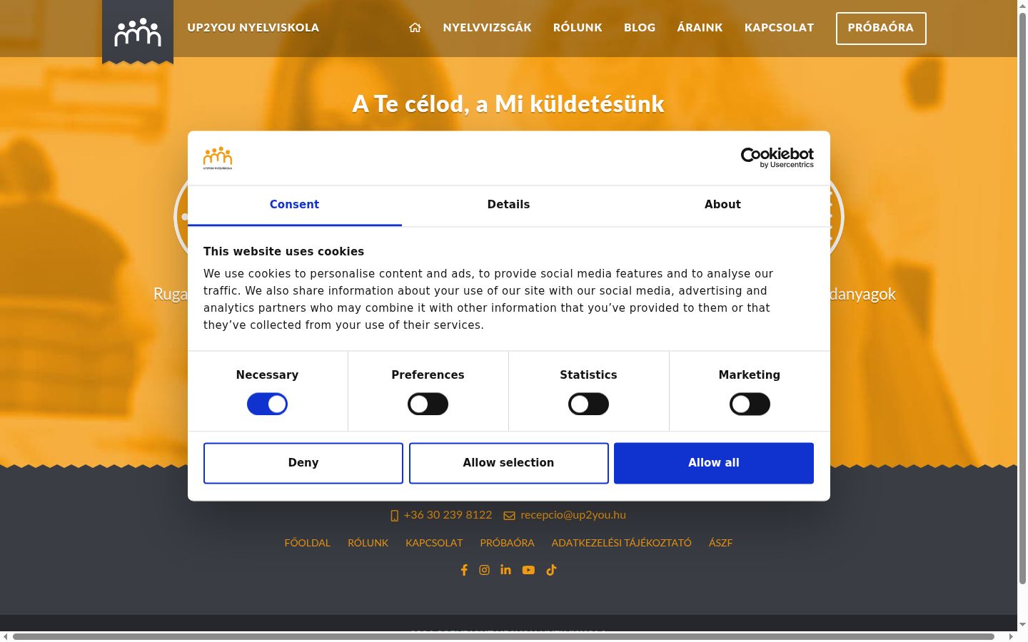 Screenshot des Einwilligungsbanners vor jeglicher Interaktion