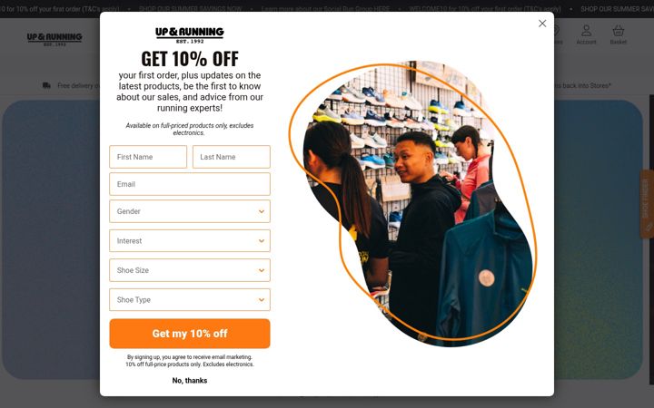 Screenshot of upandrunning.co.uk
