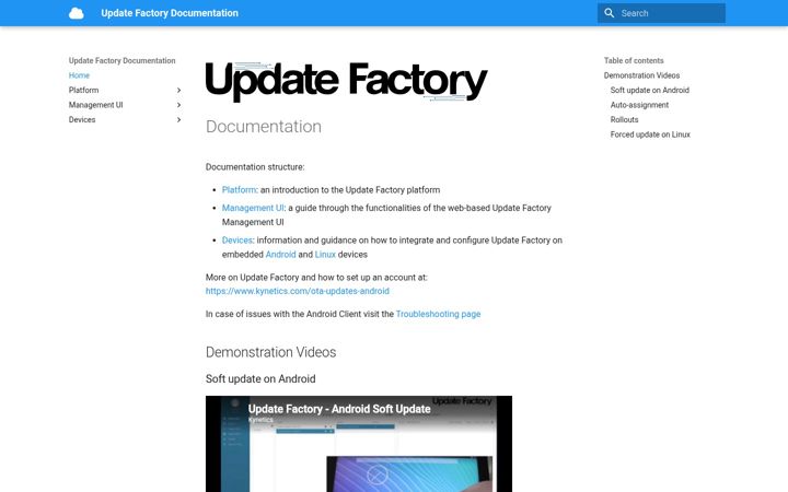 Screenshot stránky updatefactory.io