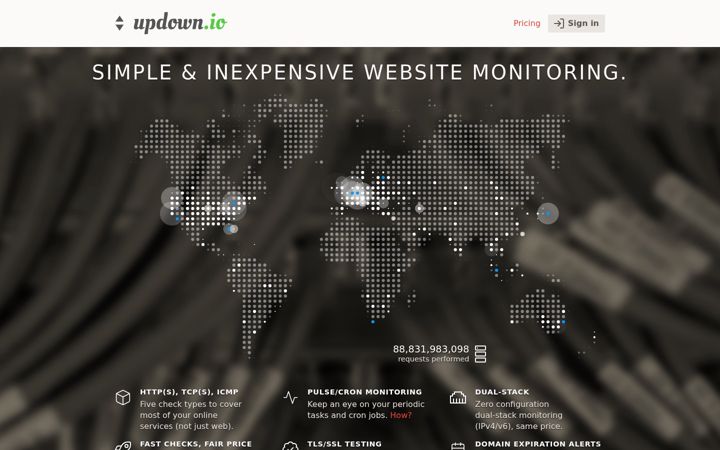 Screenshot of updown.io