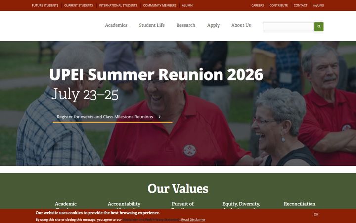 Screenshot of upei.ca