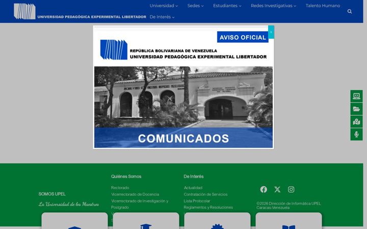 Screenshot of upel.edu.ve