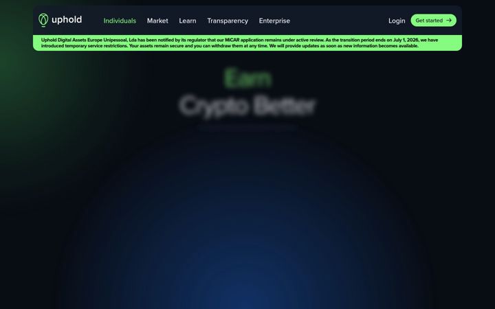 Screenshot of uphold.com