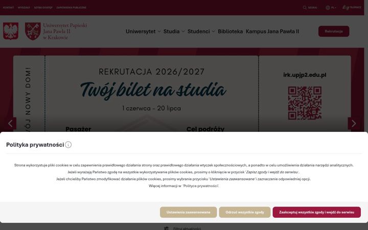 Screenshot of upjp2.edu.pl