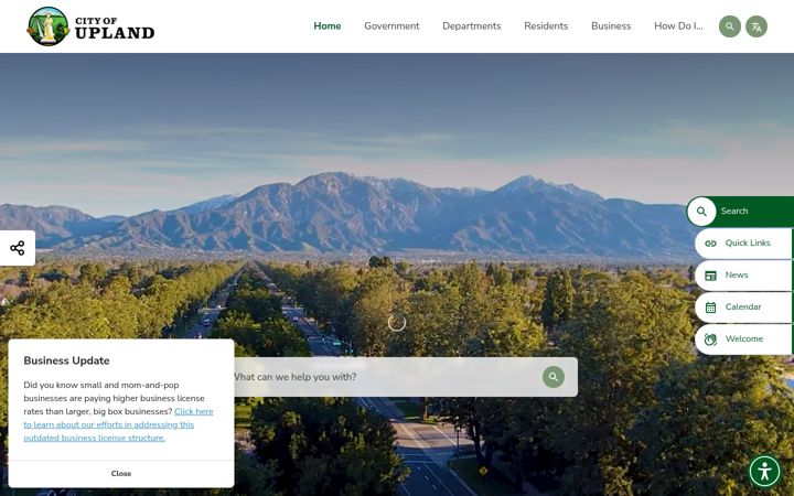 Screenshot of uplandca.gov