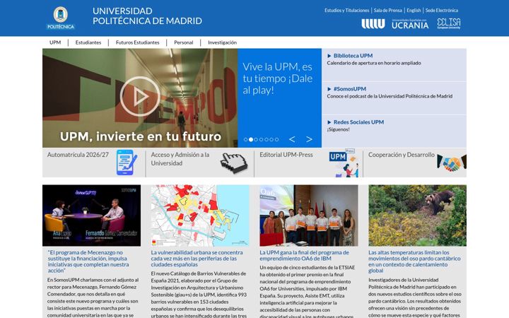 Posnetek zaslona upm.es
