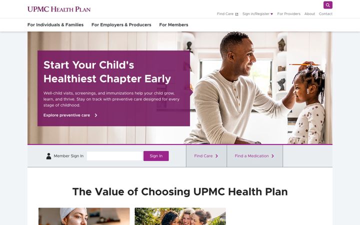 Skærmbillede af upmchealthplan.com