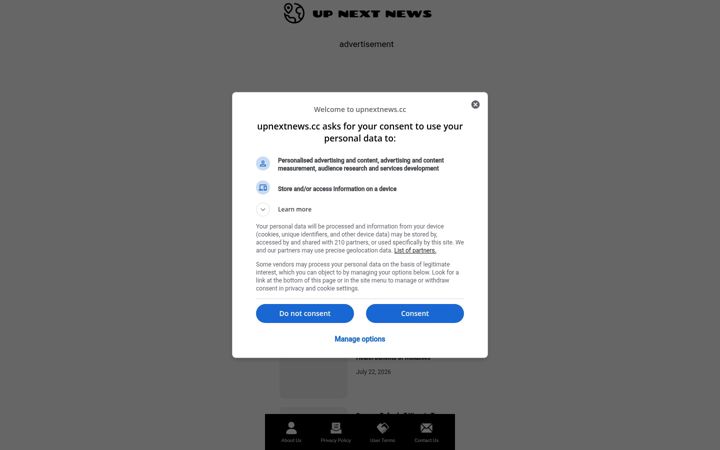 Screenshot of upnextnews.cc