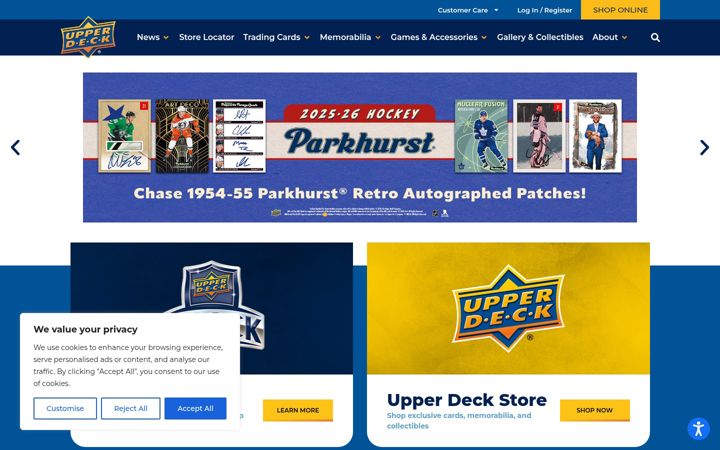 Screenshot of upperdeck.com