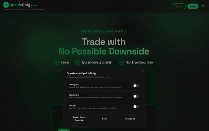 Screenshot of upsideonly.com