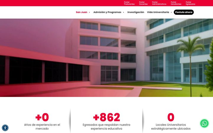 Screenshot of upsjb.edu.pe