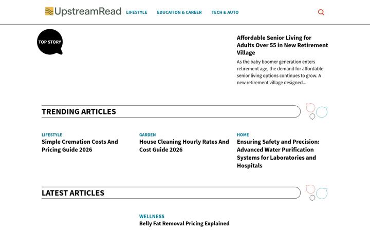 Screenshot of upstreamread.com
