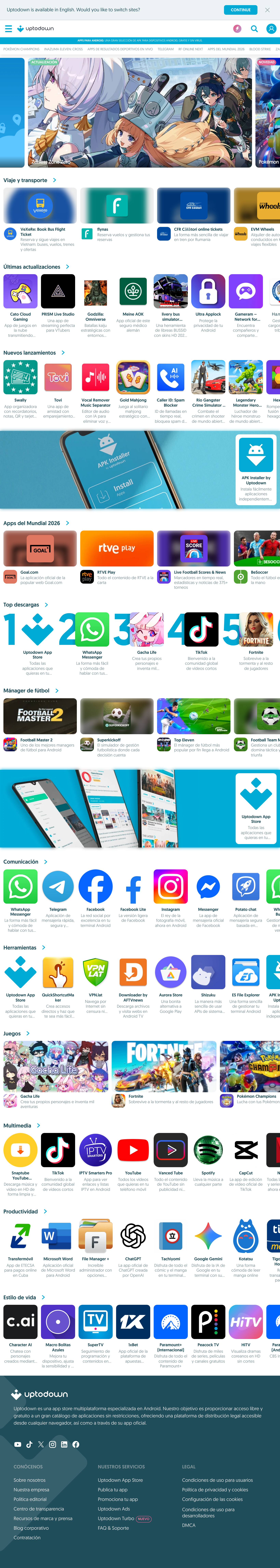 Tablet screenshot of uptodown.com