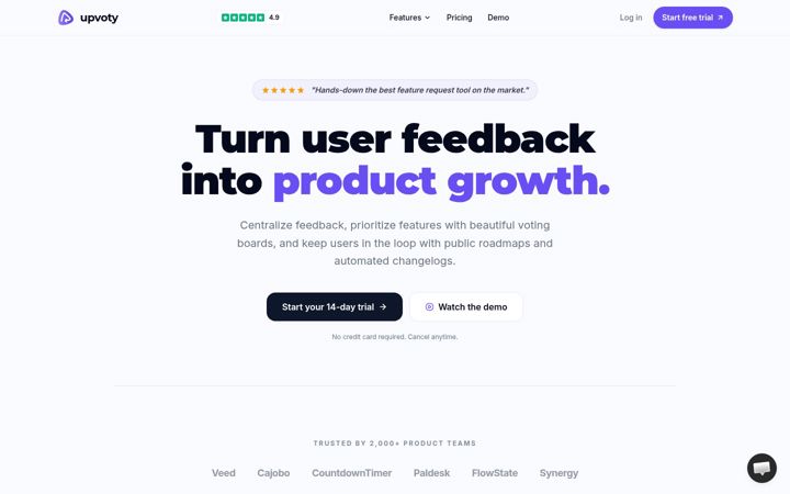 Screenshot of upvoty.com