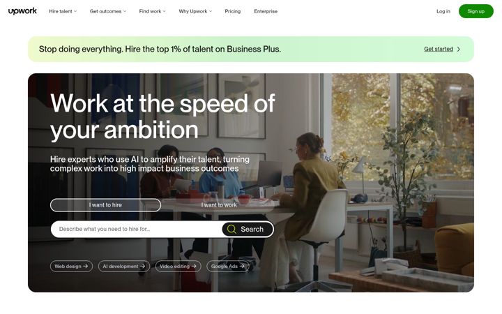 Snímek obrazovky upwork.com