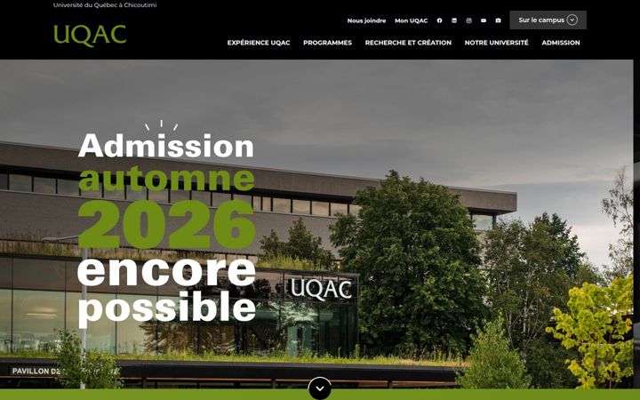 Captura de ecrã de uqac.ca