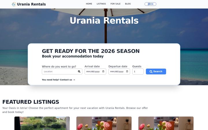 Screenshot di urania-rentals.com