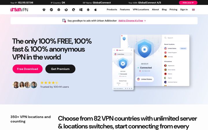 Captură de ecran a urban-vpn.com