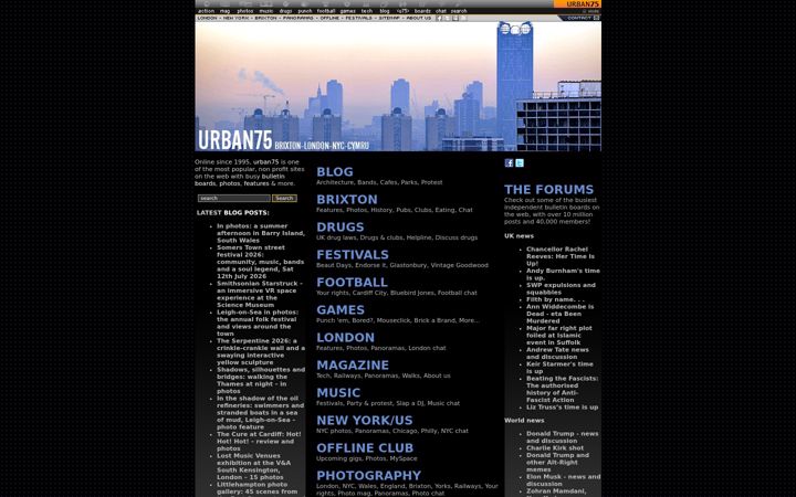 Screenshot of urban75.net