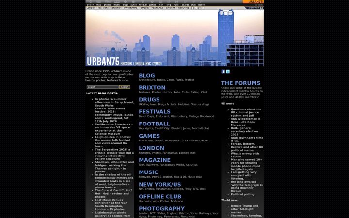 Screenshot of urban75.org