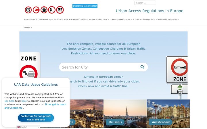 Ekrānuzņēmums no urbanaccessregulations.eu