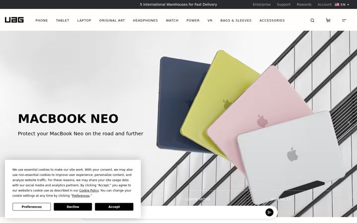 Screenshot of urbanarmorgear.com