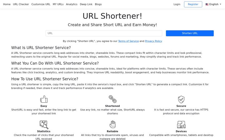 Screenshot του url-shortener.me