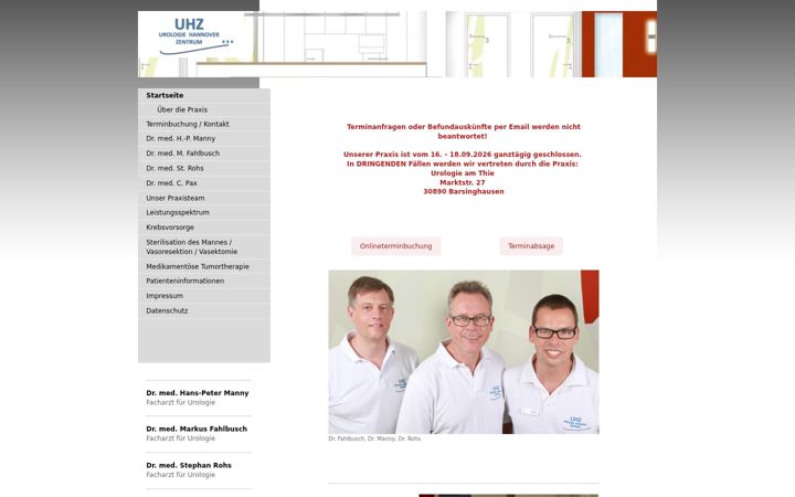 Skärmbild av urologie-hannover-zentrum.de