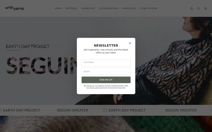 Screenshot of urthyarns.com